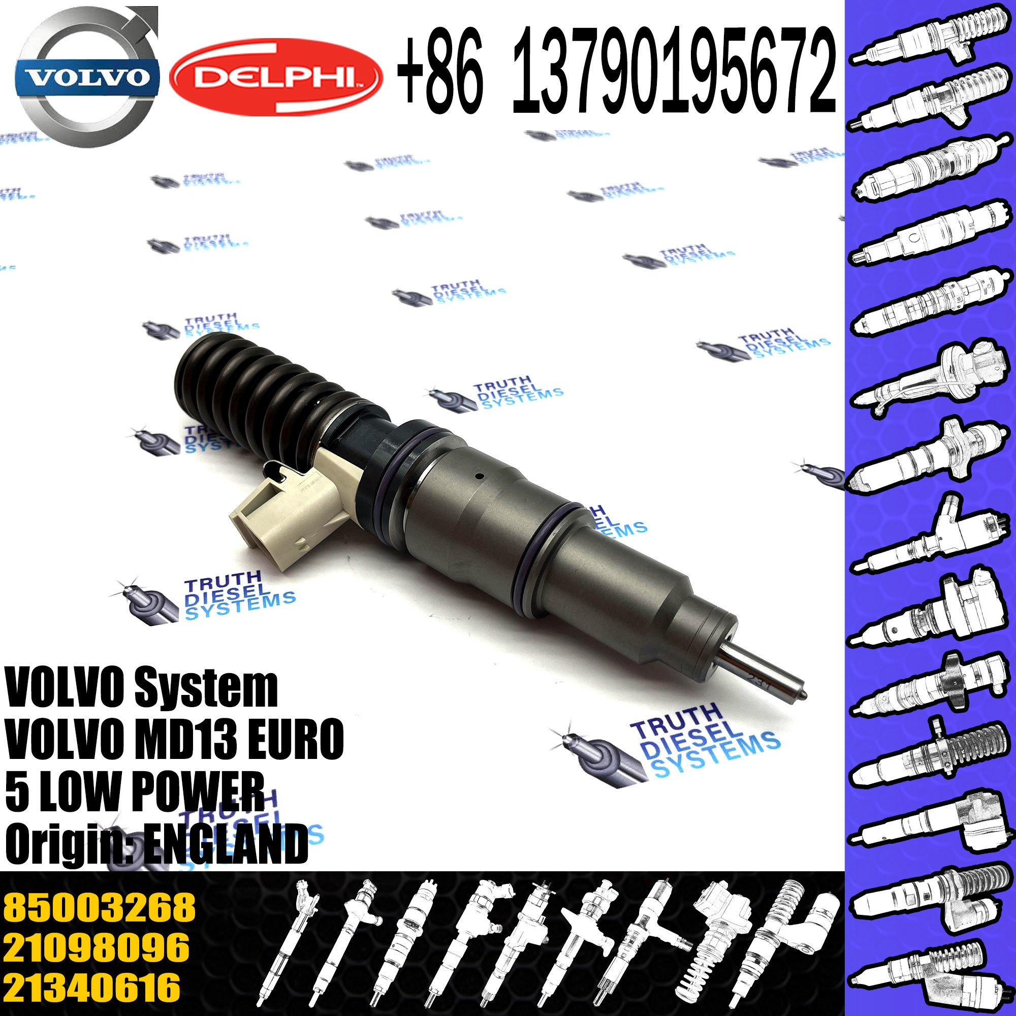 Diesel Engine Common Rail inyector Unit Fuel Injector BEBE4D25001 21371679 85003268 21340616 For VOL MD13 EURO 5