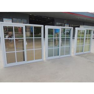 China Stained Glass UPVC Sliding Window And Door With Plastic Grill factory