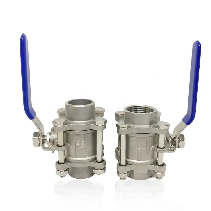 Stainless Steel 304/316 3 Piece Type Screw Thread Ball Valve NPT BSPT G for Heavy-Duty