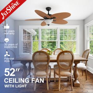 China 52 Inches DC Motor Tropical Style Decorative Ceiling Fan Remote Control 5 Blades Ceiling Fan factory