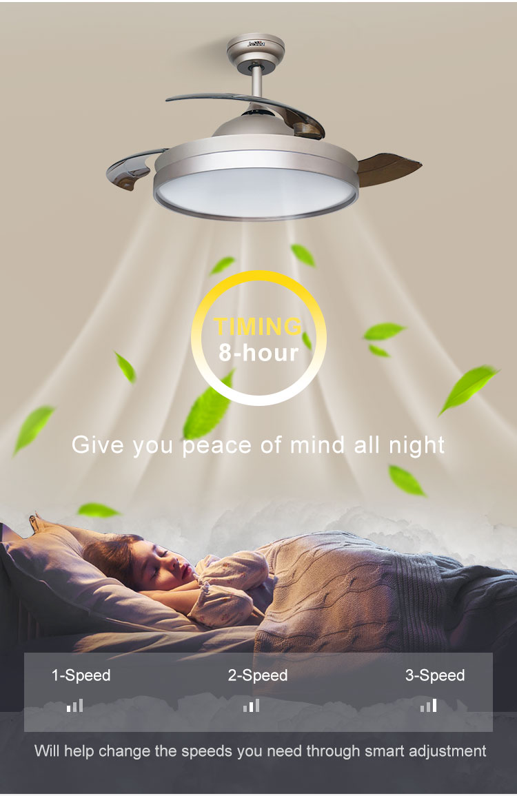 Simple 42 inch 220v Ceiling Fan with Remote Control Support Dimmer Yes 3 Color LED Light