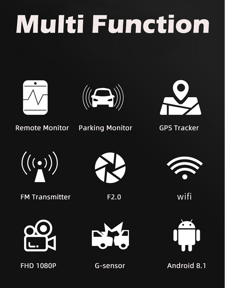 Android IPS 4G Car DVR Built In GPS Navigator WIFI Remote Monitoring Video Recorder