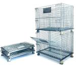 Heavy Duty Collapsible Wire Container Galvanized Metal Warehouse Storage Rolling