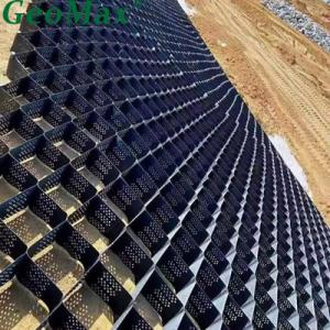 China Black HDPE Geocell 150mm Height 660mm Welding Space For Sound Barriers Blast Protection Walls Highway Embankments factory