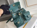 Lychee Leather Chanel Designer Brand Backpack 23P New Duma Small Peacock Green