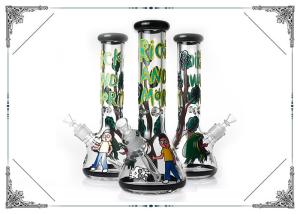 China 7MM Glass Smoking Water Pipes Hand Drawing Rick And Morty On Glass Hookah Bongs factory