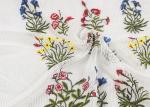 Colorful Floral Stretch Lace Fabric By The Yard , Antique Embroidered Bridal