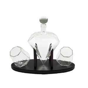 China 1000ml Diamond Shaped Glass Bottle With Wooden Frame factory