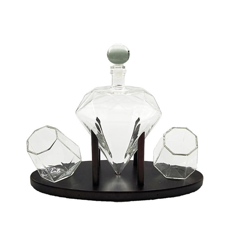 1000ml Diamond Shaped Glass Bottle With Wooden Frame
