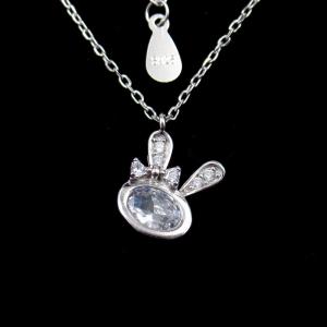 China Pure Silver New Jewellery Design Rabbit Shape Cubic Zircon Party Jewellery factory