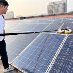 End Brush-Less Motor Driven Rotary Brush for Cleaning Photovoltaic Panels and
