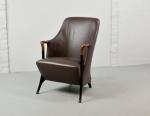 Multi Density Progetti Leather Wing Chair , Solid Wood Dining Chairs