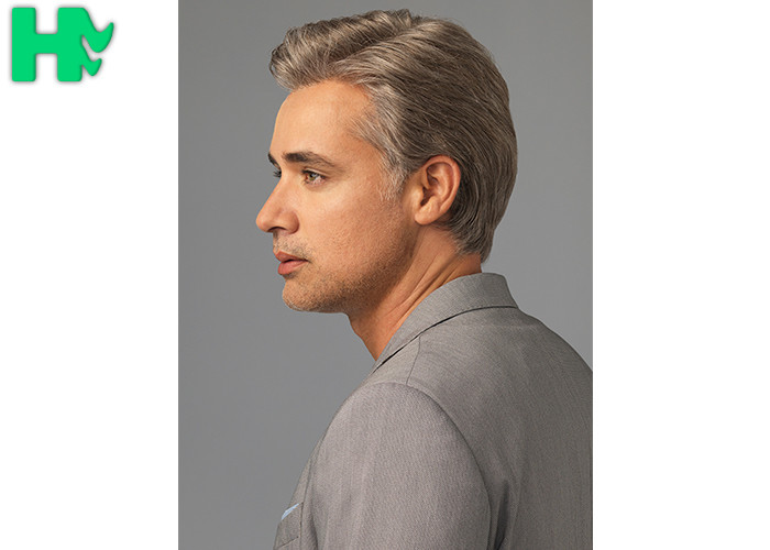 Heat Resistant Synthetic Hair Man Hair Wigs with Natural Hairline Mixed Color