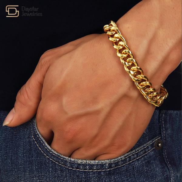 18k Gold Plated 316L Stainless Steel Jewelry Men Hip Hop Cuban Link Chain