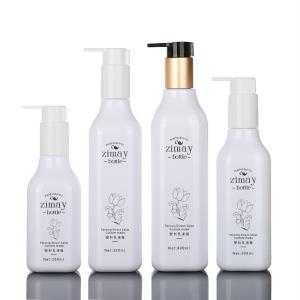 China 200ml 300ml 350ml 400ml Luxury Biodegradable Unique Square Cosmetic Lotion Airless Gold Pump Bottle factory