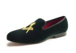 Masonic Shoes Mens Velvet Loafers Black Prince Parchment - Dressed Leather