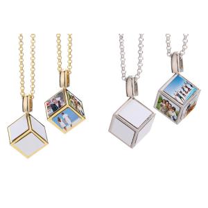 China Square Shape Sublimation Dice Pendant Necklace Customized Sublimation Blanks factory