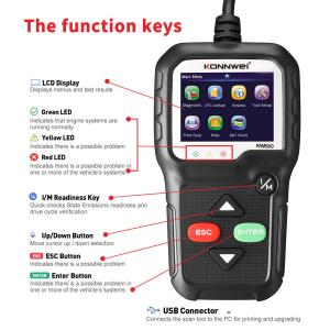 KW680 Konnwei Scan Tool Enhanced Handheld Obd2 Scanner CE RoHS Certificate