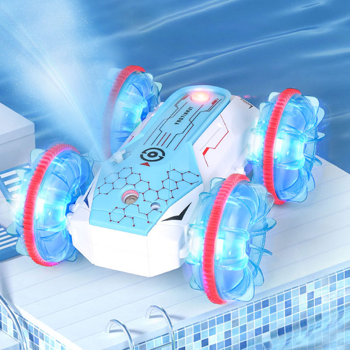 Double Sided Stunt Car Amphibious RC Vehicle for Summer Pool Play Batteries Included