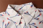100% Cotton Ladies Casual Print Shirts 2 Color Floral Blouse Long Sleeve