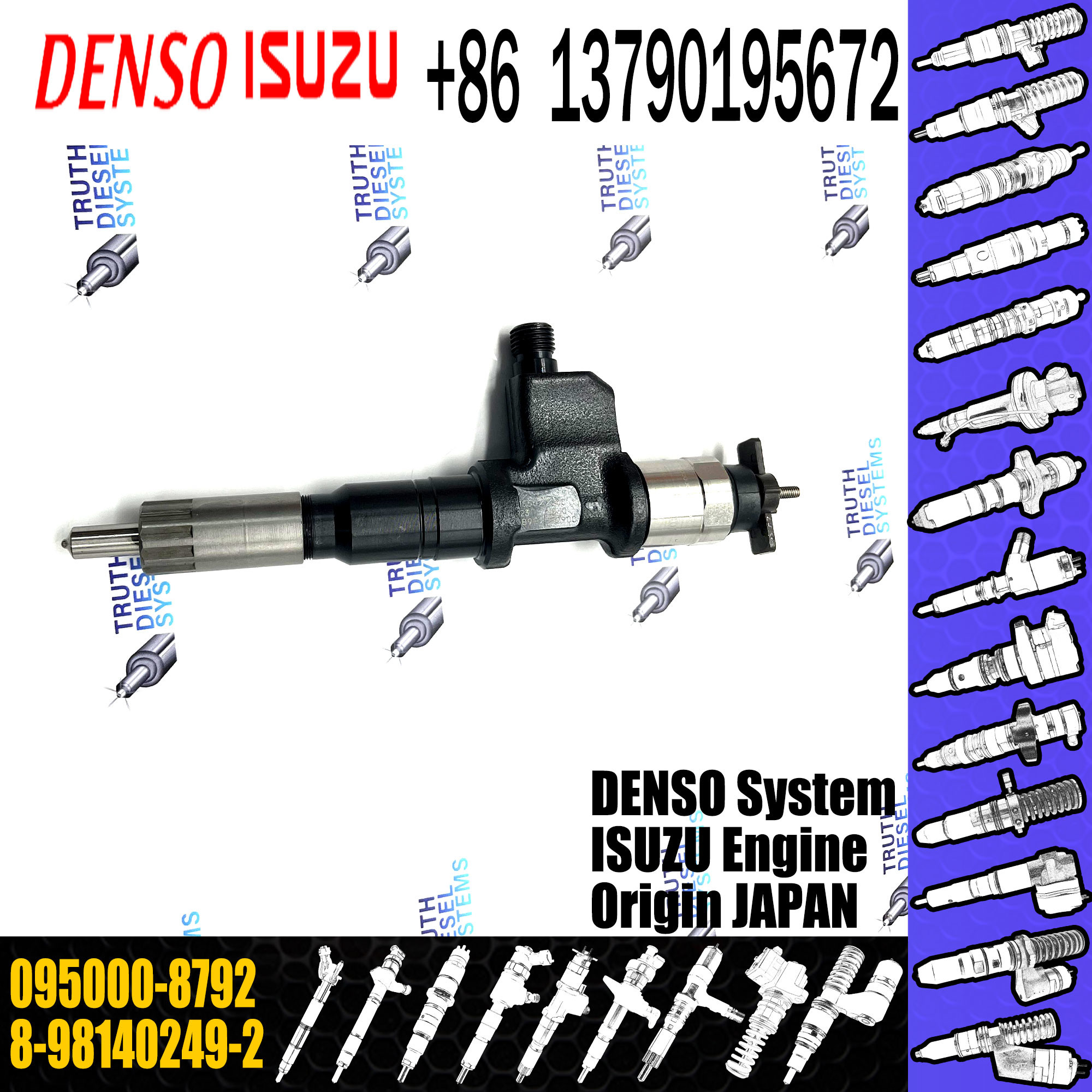 Huida Diesel Engine fuel injector 095000-8791 8-98140249-1 095000-8792 8-98140249-2 Original