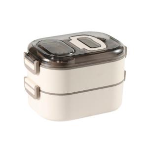 China Food-Grade PP Plastic And Stainless Steel Bento Box Stackable Leak-Proof Double Layer factory