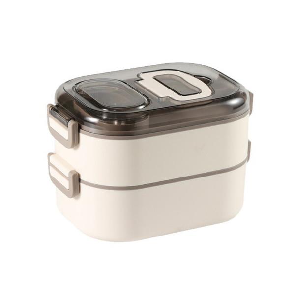 Food-Grade PP Plastic And Stainless Steel Bento Box Stackable Leak-Proof Double
