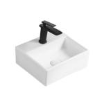 Modern Square White Ceramic Bathroom Sink Countertop Mounted for Apartment