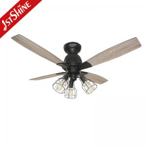 China Farmhouse Vintage Style Remote Ceiling Fan 220V With 4 MDF Blades on sale