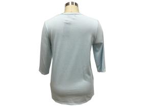 China Ladies Casual Wear 3/4 Sleeve / Ladies Softness T Shirt Big Printing In Front factory