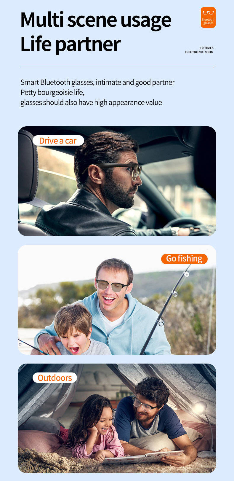 Bluetooth Sunglasses Headphones High Tech Glasses Outside Sport For Men