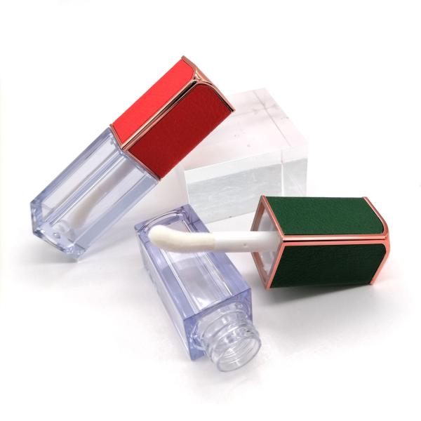 MSDS SGS 5ml Wand Black Square Lip Gloss Tubes Silk Printing