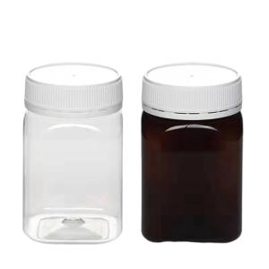 China BPA Free 320ml Plastic Food Jars Airless Square Honey Bottle With Lid factory
