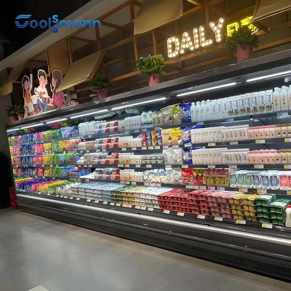 Open Air Curtain Refrigerator , 2.2 Meter Height Supermarket Display Fridges