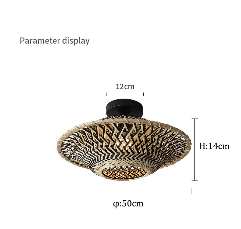 Round Bamboo Pendant Lamp , Woven Ceiling Light For Indoor Lighting