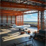 Galvanized Steel Structure Aircraft Hangar Anti Corrosion High Intensity