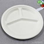 2022 Best Sell Eco-Friendly Sugarcane 3-Compartments Plate Heavy-Duty Takeaway