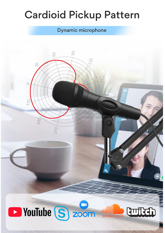 176g Handheld Usb Podcast Condenser Microphone 140dB SPL Gold plated