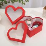 Custom Heart-Shaped Flower Gift Box With Transparent Window Direct with Heart