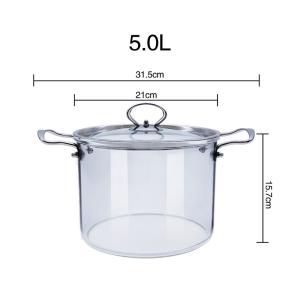 2.3L 3.5L Transparent Borosilicate Glass Soup Pot