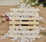 Sliver Wire Cord Lace Applique Ivory Color Embroidery Flower for Wedding Dress