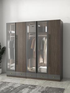 China 5 Star Hotel Rural Modern Simple Wardrobe Wood Panel Drawer Sliding Door Closet factory