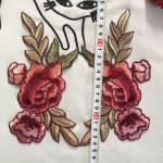 Apparel Accessories Red Rose Embroidery Lace Applique Hot Fix Motif