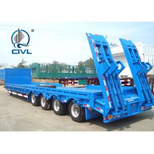China Low Bed Semi-Trailer CIMC 3 Axles Flatbed With 60 Tons To Transport Machines Lowboy Trailer factory