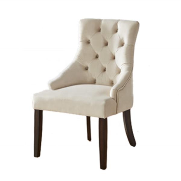 White Leather Tufted High Back Dining Chair , Hotel Upholstered Dining Chairs