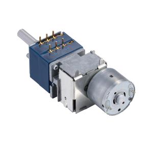 China Dual 100K RK27 Motorized LOG Stereo Potentiometer Smooth Cylindrical Shaft For Volume Control factory