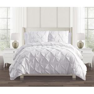 Soft Solid Microfiber Duvet Cover with Zipper Closure Wrinkle and Fade Resistant Pleated Style