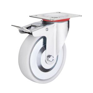 China 4inch White Plastic Industrial Wheels Double Brake Lockable PP Caster Wheels Supplies China factory