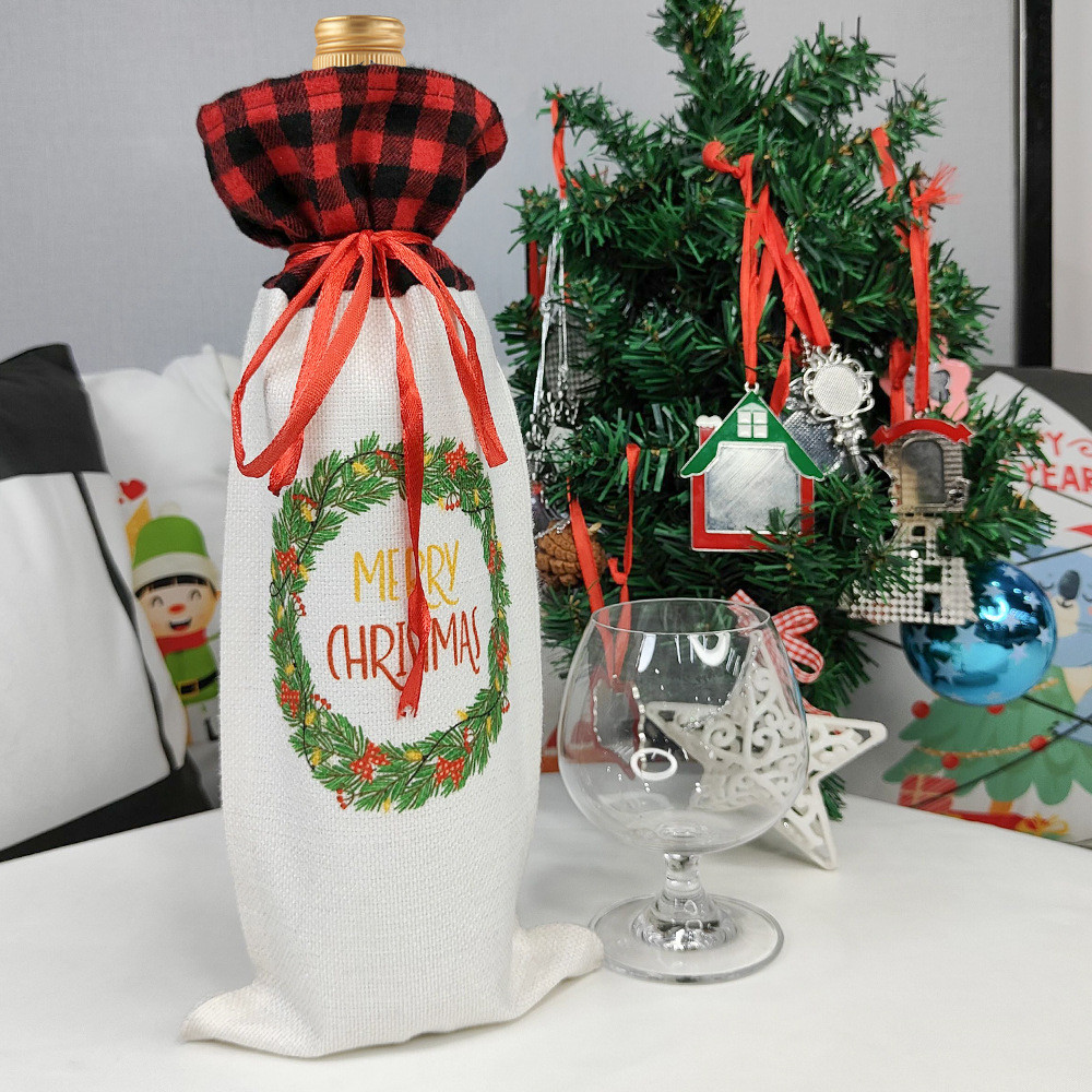 Customised Blank Linen Sublimation Wine Bottle Bag For Sublimation Photo Printing