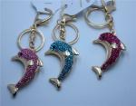 Novelty Dolphin Shape Crystal Lovely Metal Key Chains Women Bag Accessories